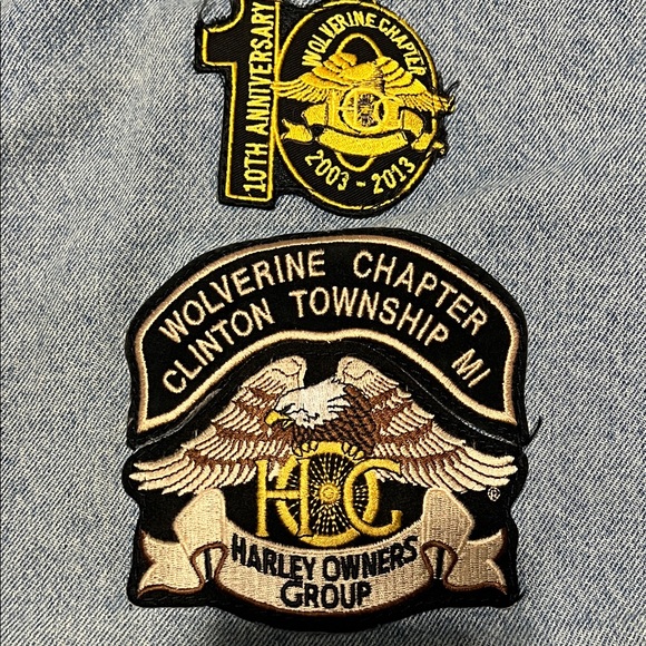 Harley-Davidson Blue Denim Vest with Bold Patches Vintage - Picture 3 of 13